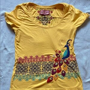 JW LA Embroidered Peacock Top